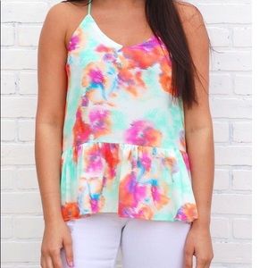 Buddy Love Watercolor Peplum Tank